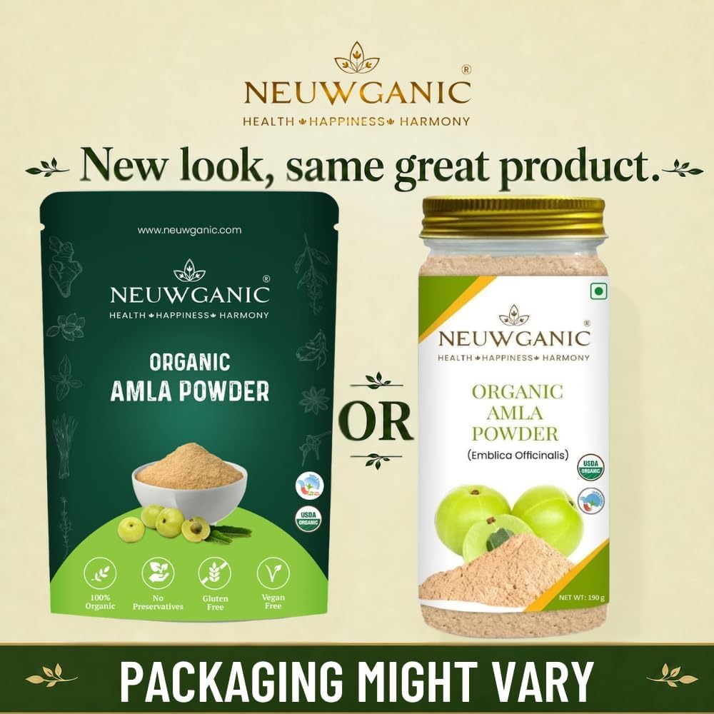 Neuwganic Organic Amla Powder, USDA & India Organic Certified, Emblica Officinalis Fruit Powder, Powder - back view (11)