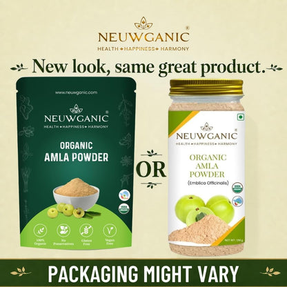 Neuwganic Organic Amla Powder, USDA & India Organic Certified, Emblica Officinalis Fruit Powder, Powder - back view (11)