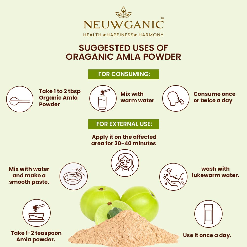 Neuwganic Organic Amla Powder, USDA & India Organic Certified, Emblica Officinalis Fruit Powder, Powder - label detail (17)