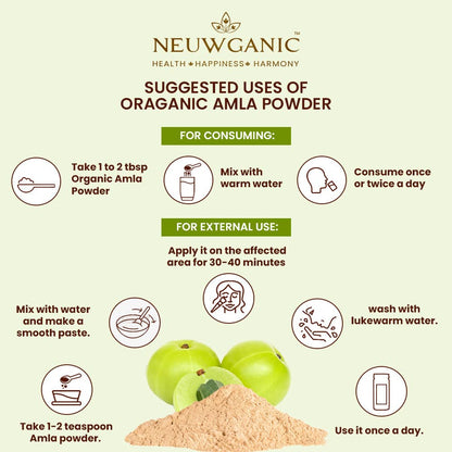 Neuwganic Organic Amla Powder, USDA & India Organic Certified, Emblica Officinalis Fruit Powder, Powder - label detail (17)
