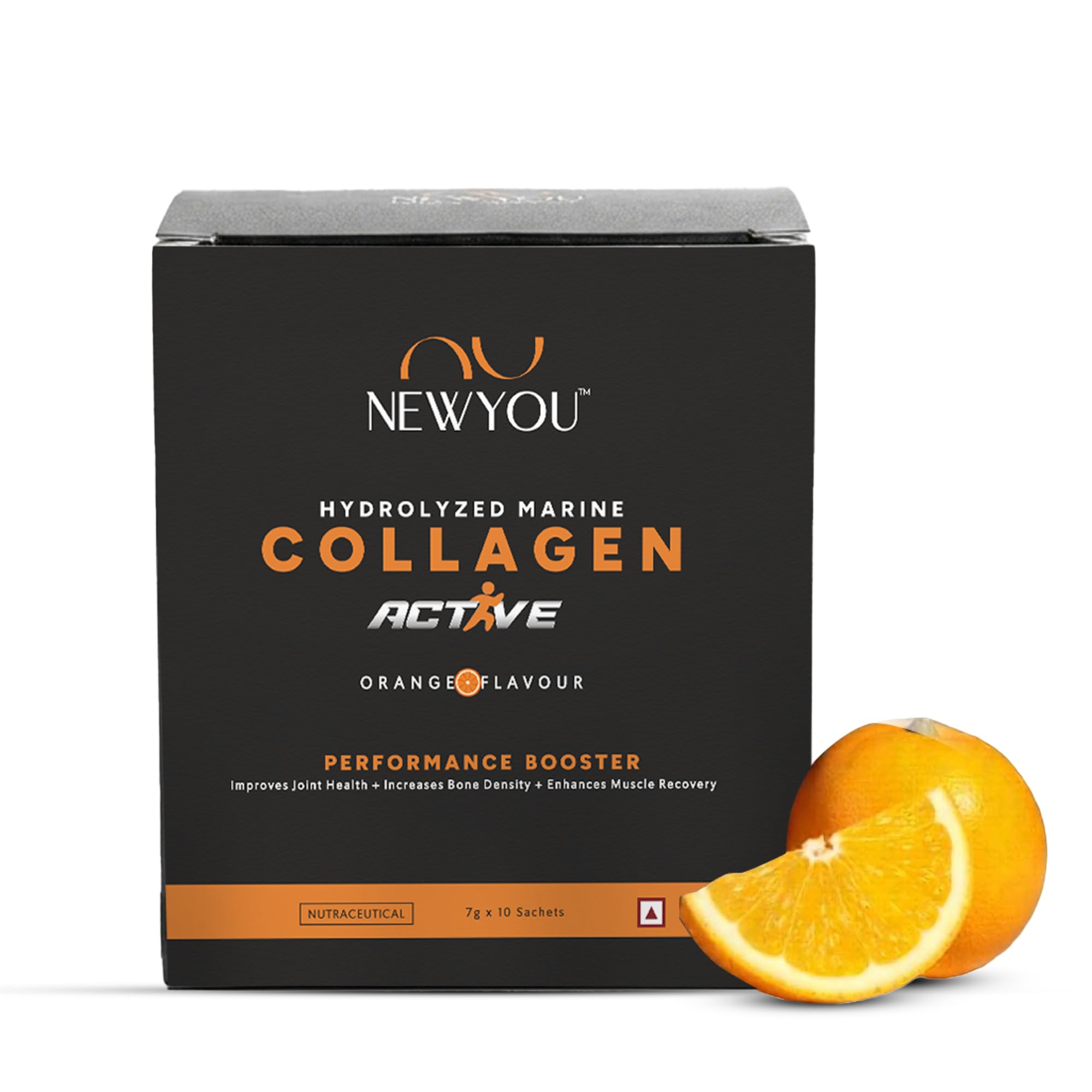 NEWYOU Marine Collagen Powder, Orange Flavour, Hydrolyzed Peptides, Unisex Teen Supplement