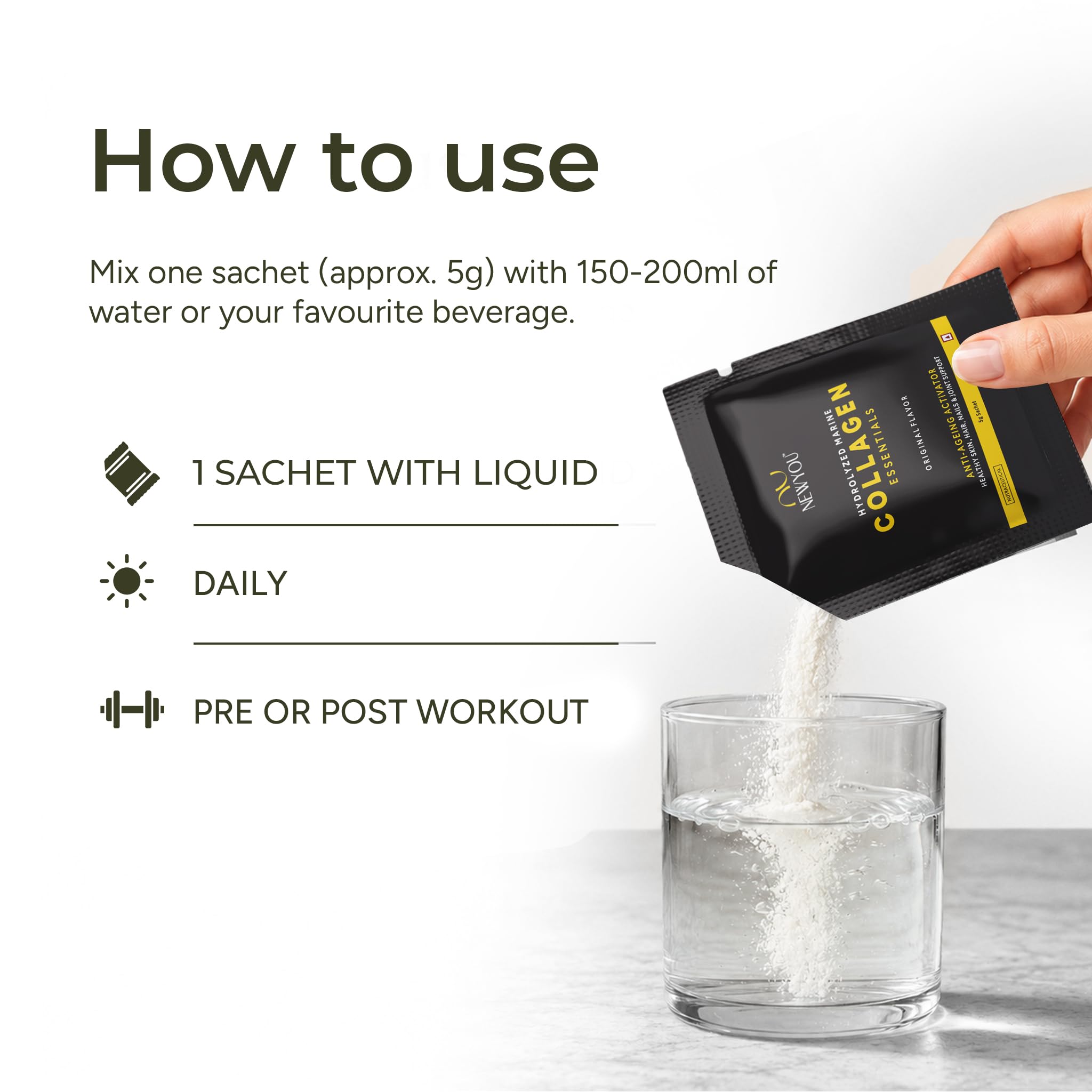 NEWYOU Marine Collagen Powder, Orange Flavour, Hydrolyzed Peptides, Unisex Teen Supplement - label detail (13)