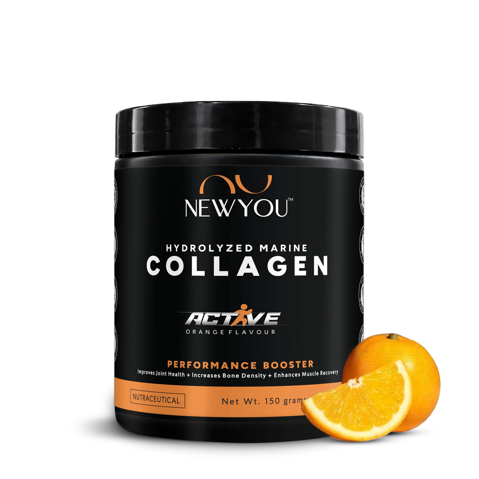 NEWYOU Marine Collagen Powder, Orange Flavour, Hydrolyzed Peptides, Unisex Teen Supplement (24)
