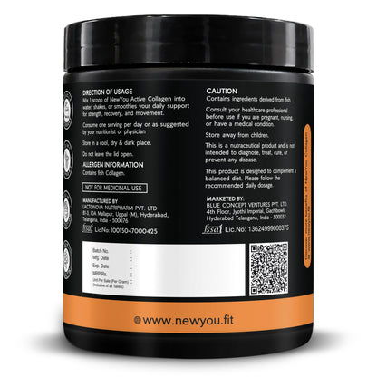 NEWYOU Marine Collagen Powder, Orange Flavour, Hydrolyzed Peptides, Unisex Teen Supplement - ingredients panel (29)