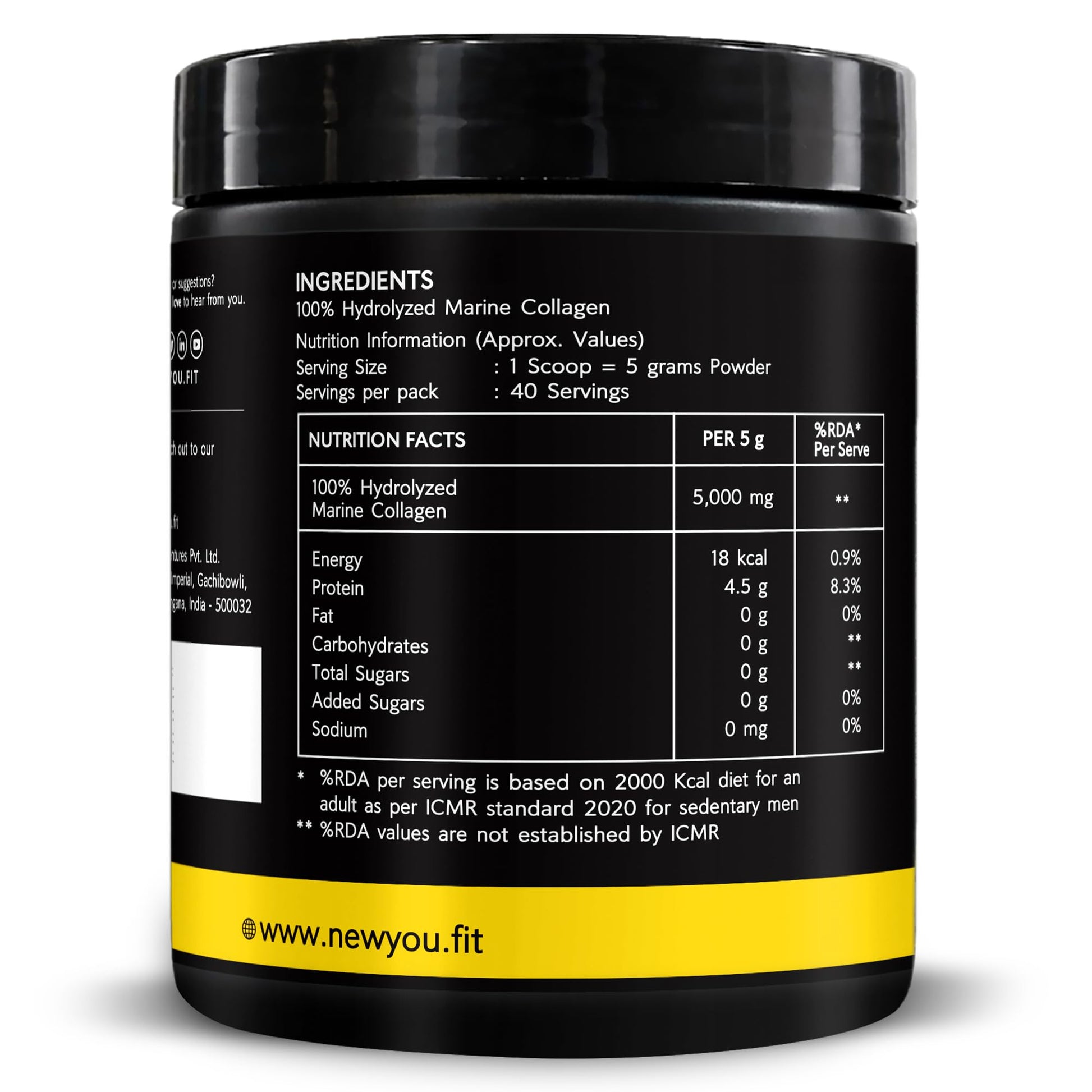 NEWYOU Marine Collagen Powder, Orange Flavour, Hydrolyzed Peptides, Unisex Teen Supplement - close-up detail (38)