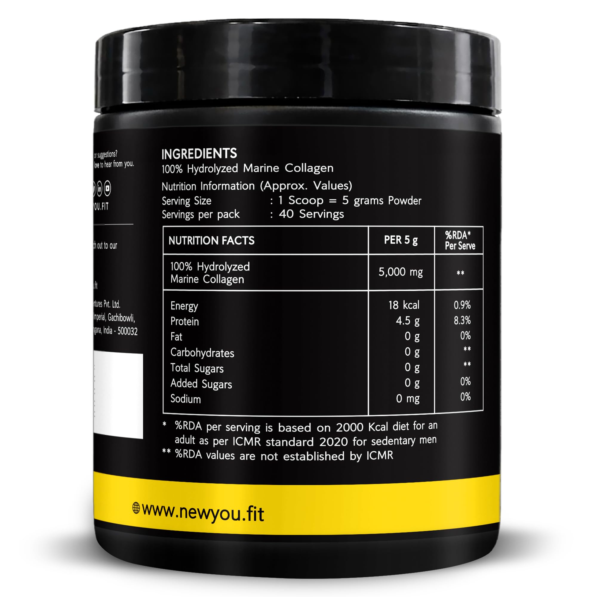 NEWYOU Marine Collagen Powder, Orange Flavour, Hydrolyzed Peptides, Unisex Teen Supplement - close-up detail (38)