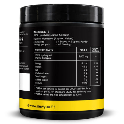 NEWYOU Marine Collagen Powder, Orange Flavour, Hydrolyzed Peptides, Unisex Teen Supplement - close-up detail (38)