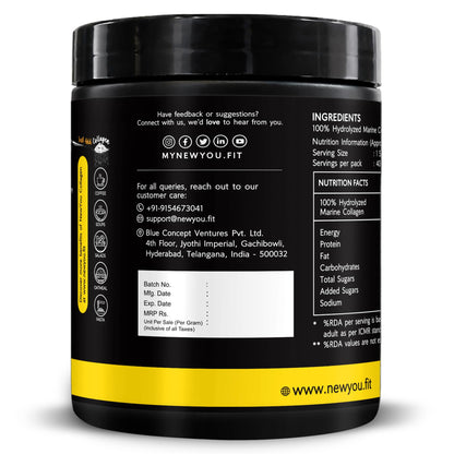 NEWYOU Marine Collagen Powder, Orange Flavour, Hydrolyzed Peptides, Unisex Teen Supplement - size and scale (40)