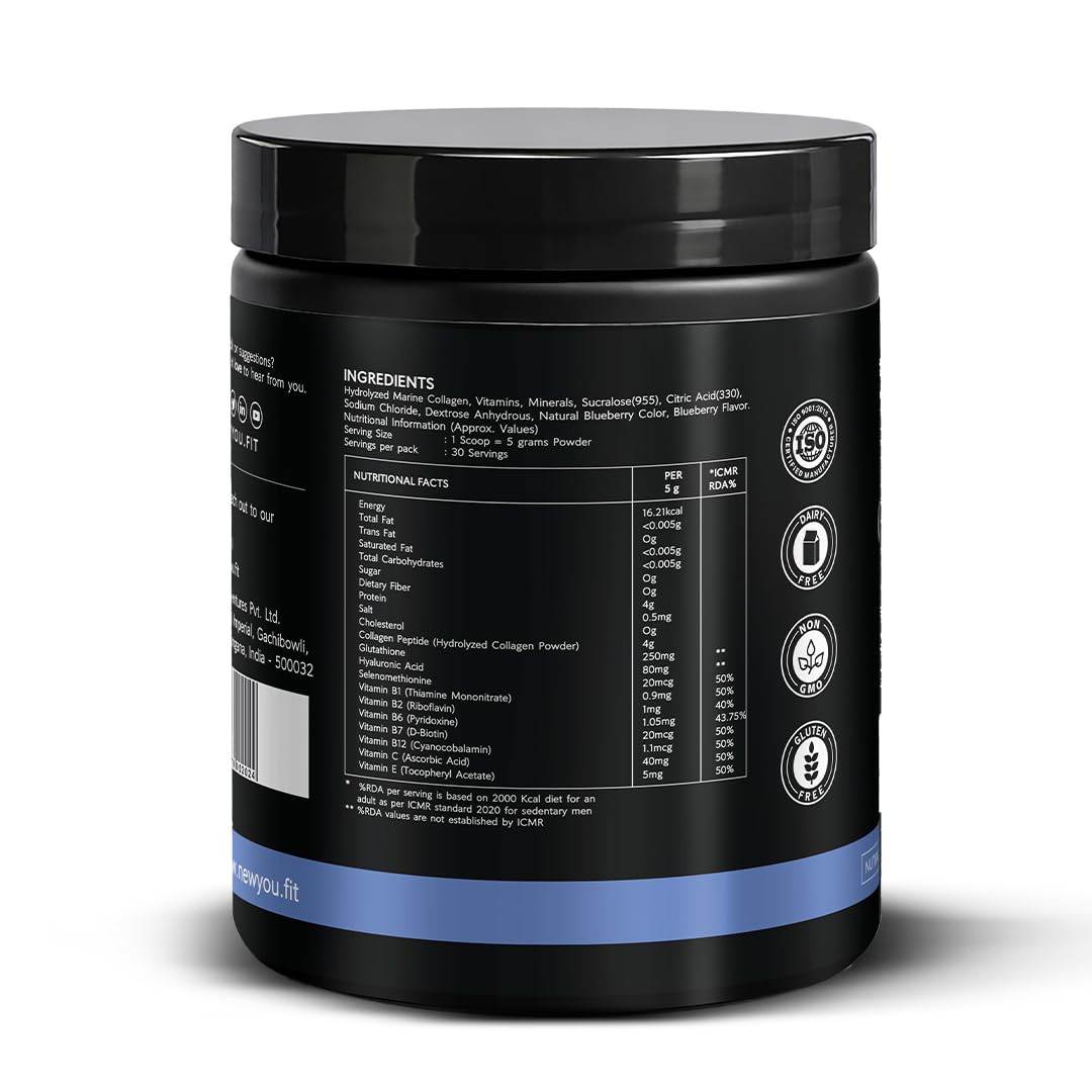 NEWYOU Marine Collagen Powder, Orange Flavour, Hydrolyzed Peptides, Unisex Teen Supplement - close-up detail (45)