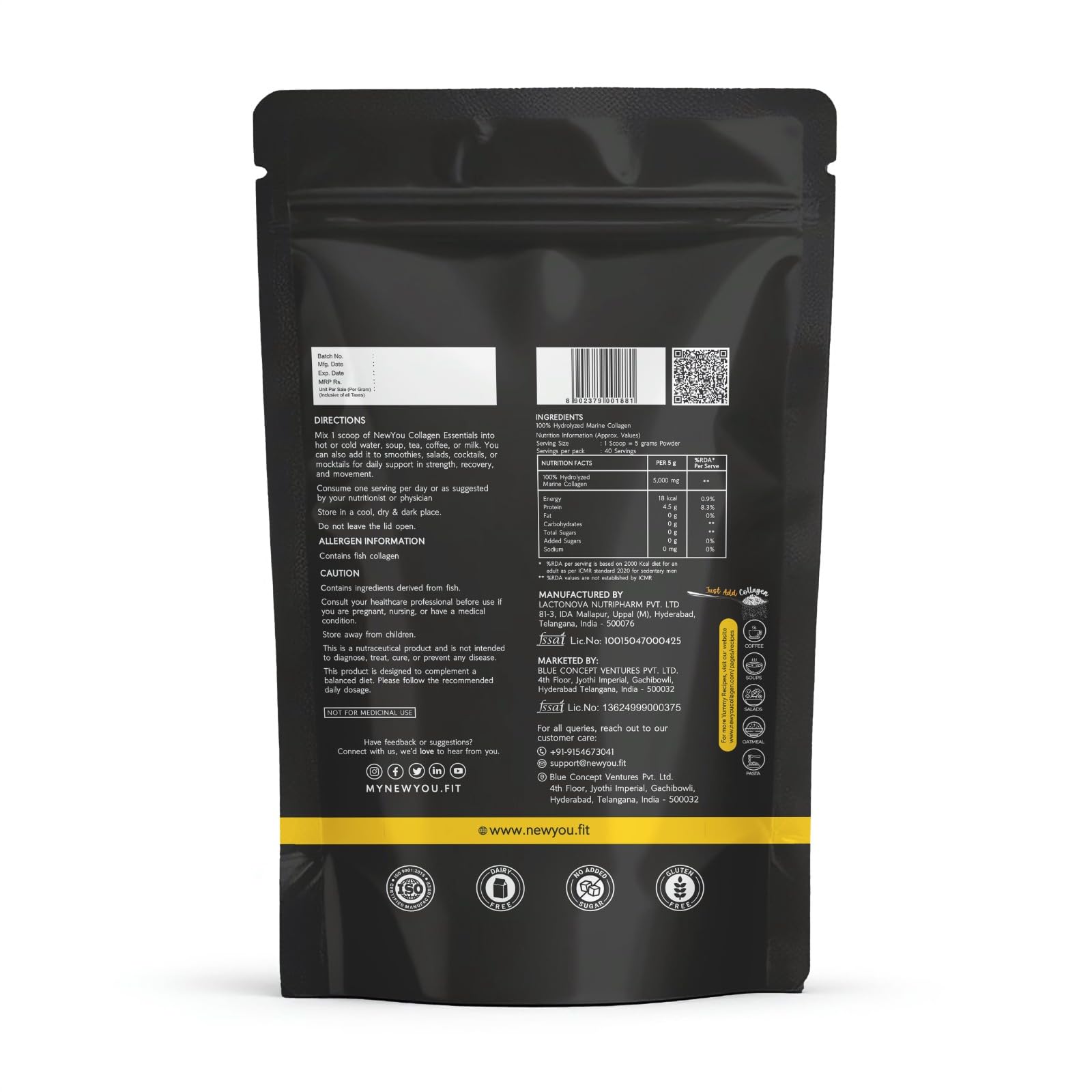 NEWYOU Marine Collagen Powder, Orange Flavour, Hydrolyzed Peptides, Unisex Teen Supplement - close-up detail (50)