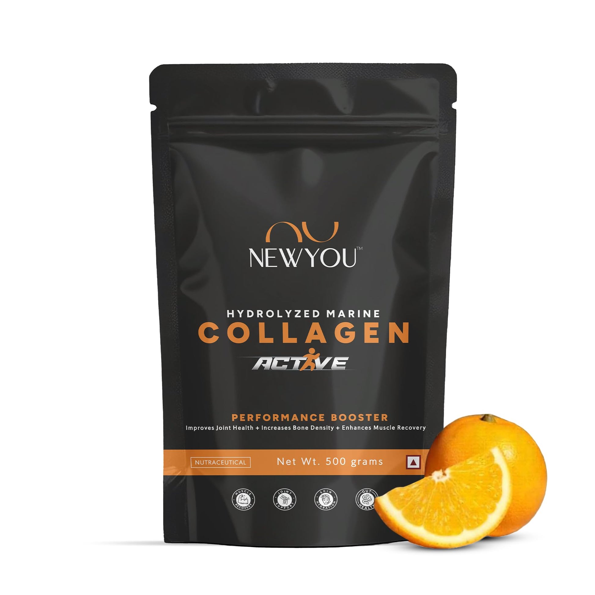 NEWYOU Marine Collagen Powder, Orange Flavour, Hydrolyzed Peptides, Unisex Teen Supplement (51)