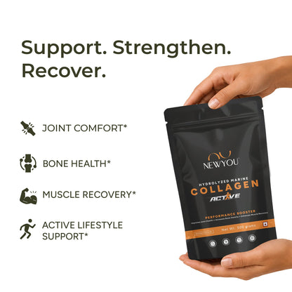 NEWYOU Marine Collagen Powder, Orange Flavour, Hydrolyzed Peptides, Unisex Teen Supplement - back view (53)