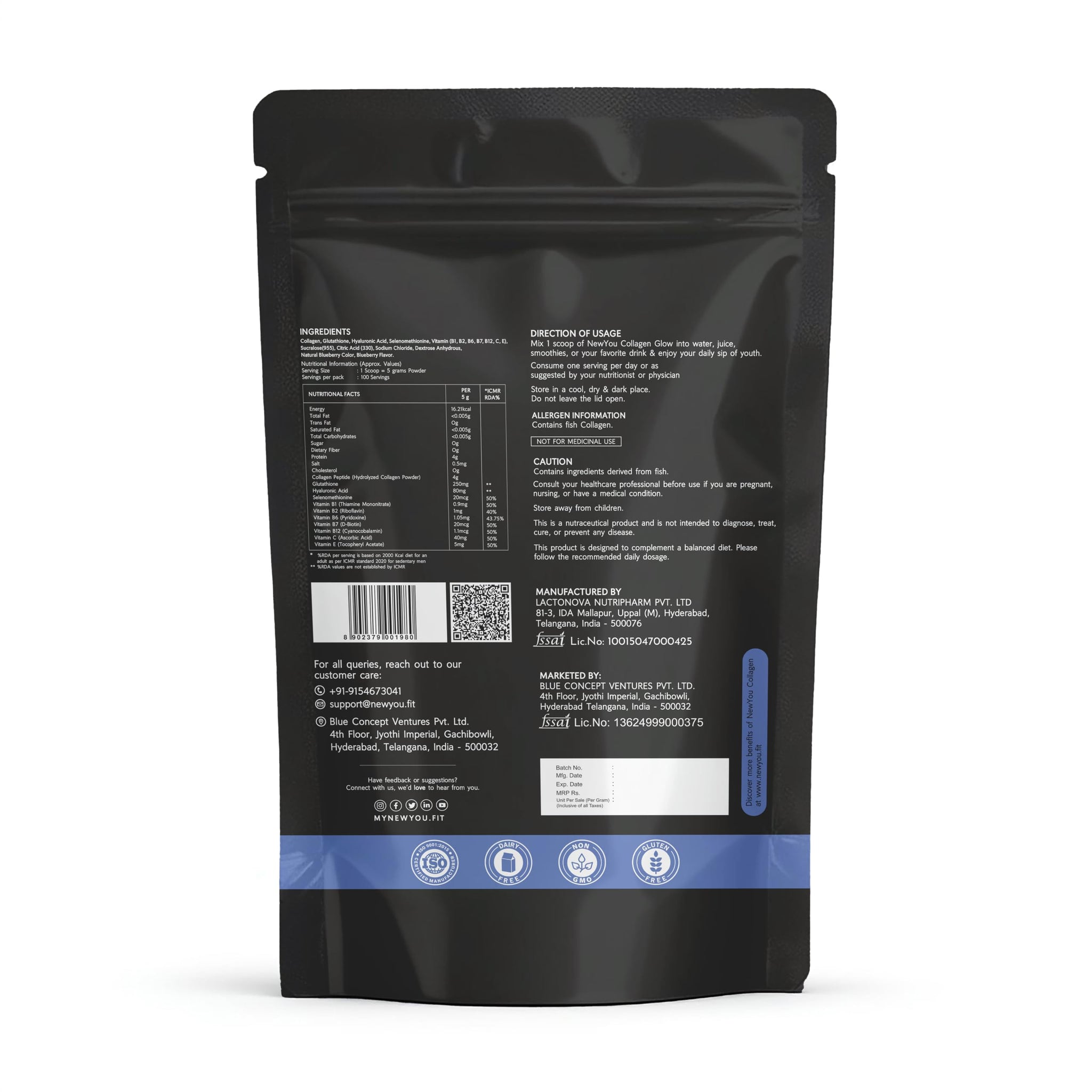 NEWYOU Marine Collagen Powder, Orange Flavour, Hydrolyzed Peptides, Unisex Teen Supplement - close-up detail (65)