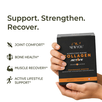 NEWYOU Marine Collagen Powder, Orange Flavour, Hydrolyzed Peptides, Unisex Teen Supplement - ingredients panel