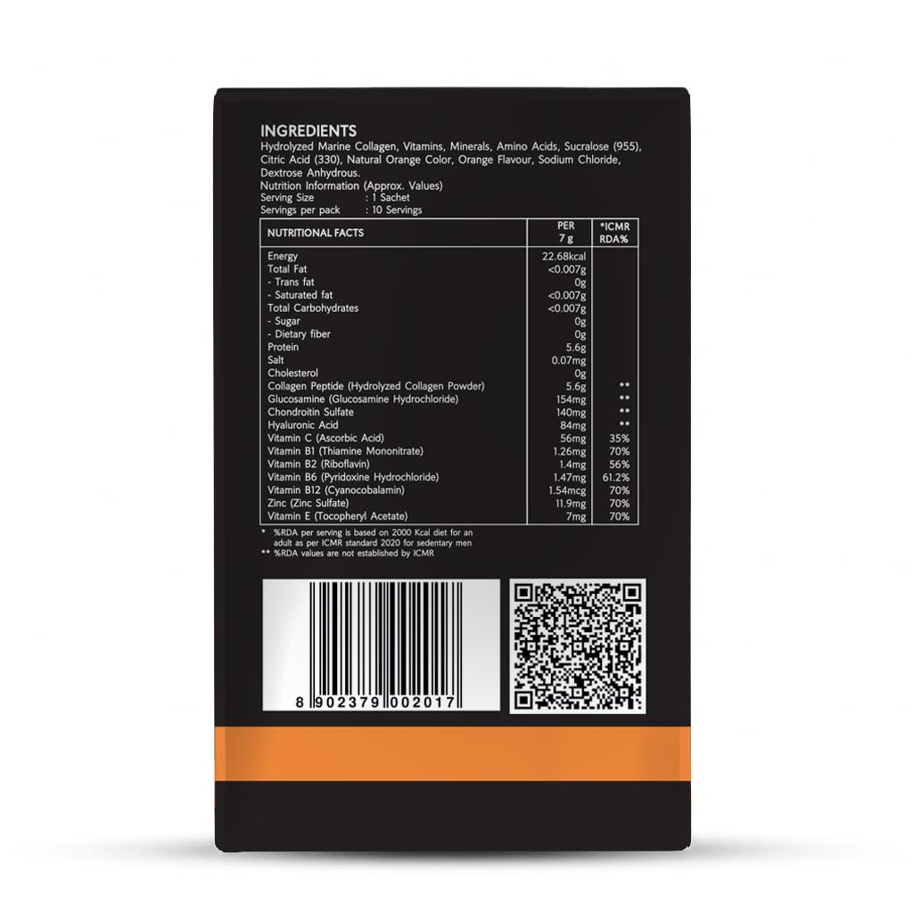 NEWYOU Marine Collagen Powder, Orange Flavour, Hydrolyzed Peptides, Unisex Teen Supplement - close-up detail