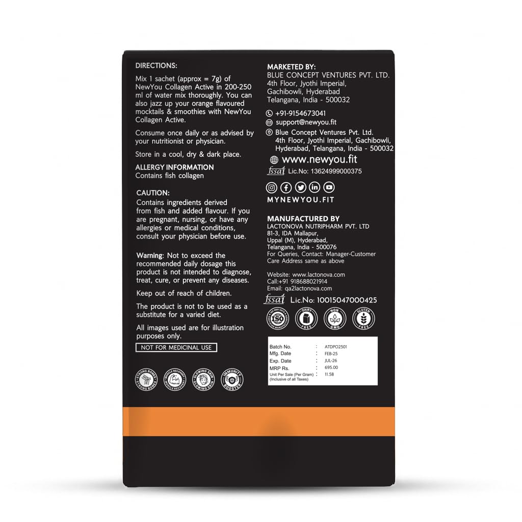 NEWYOU Marine Collagen Powder, Orange Flavour, Hydrolyzed Peptides, Unisex Teen Supplement - in use