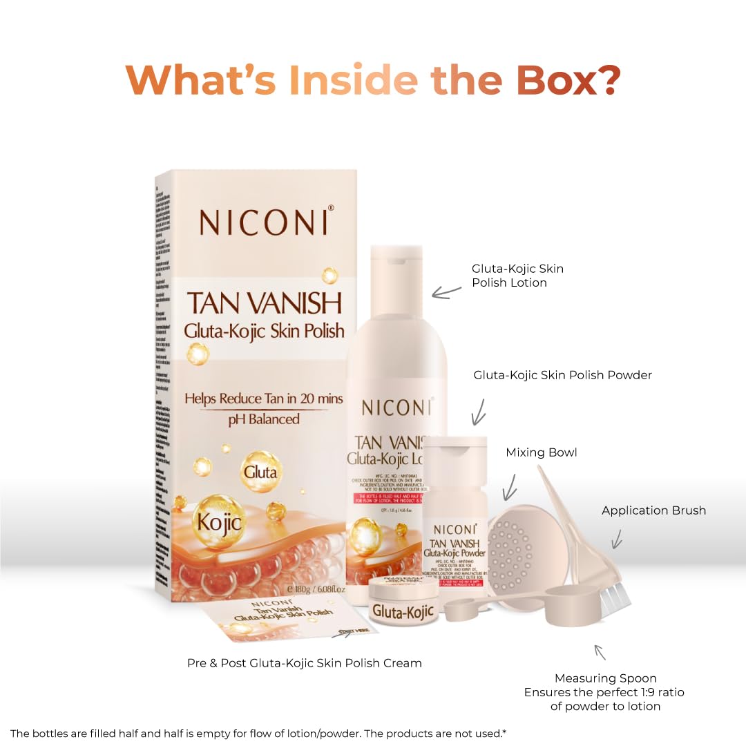 NICONI Tan Vanish Gluta-Kojic Skin Polish, 180g, Facial Scrub & Polish - packaging