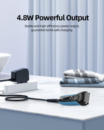 Nicpower 12V Shaver Charger Cord Compatible with Braun Series 3 7 9 5 1 Electric Shavers, 12V 0.4A Adapter - packaging