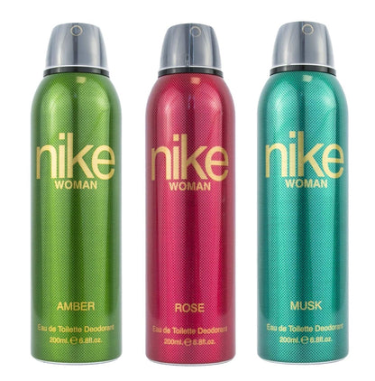 Nike Women Deodorant Spray Combo (Amber, Rose, Musk) 200ml Pack of 3