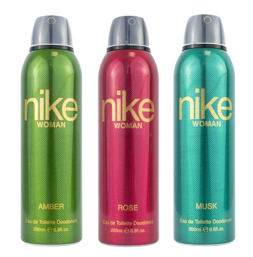 Nike Women Deodorant Spray Combo (Amber, Rose, Musk) 200ml Pack of 3