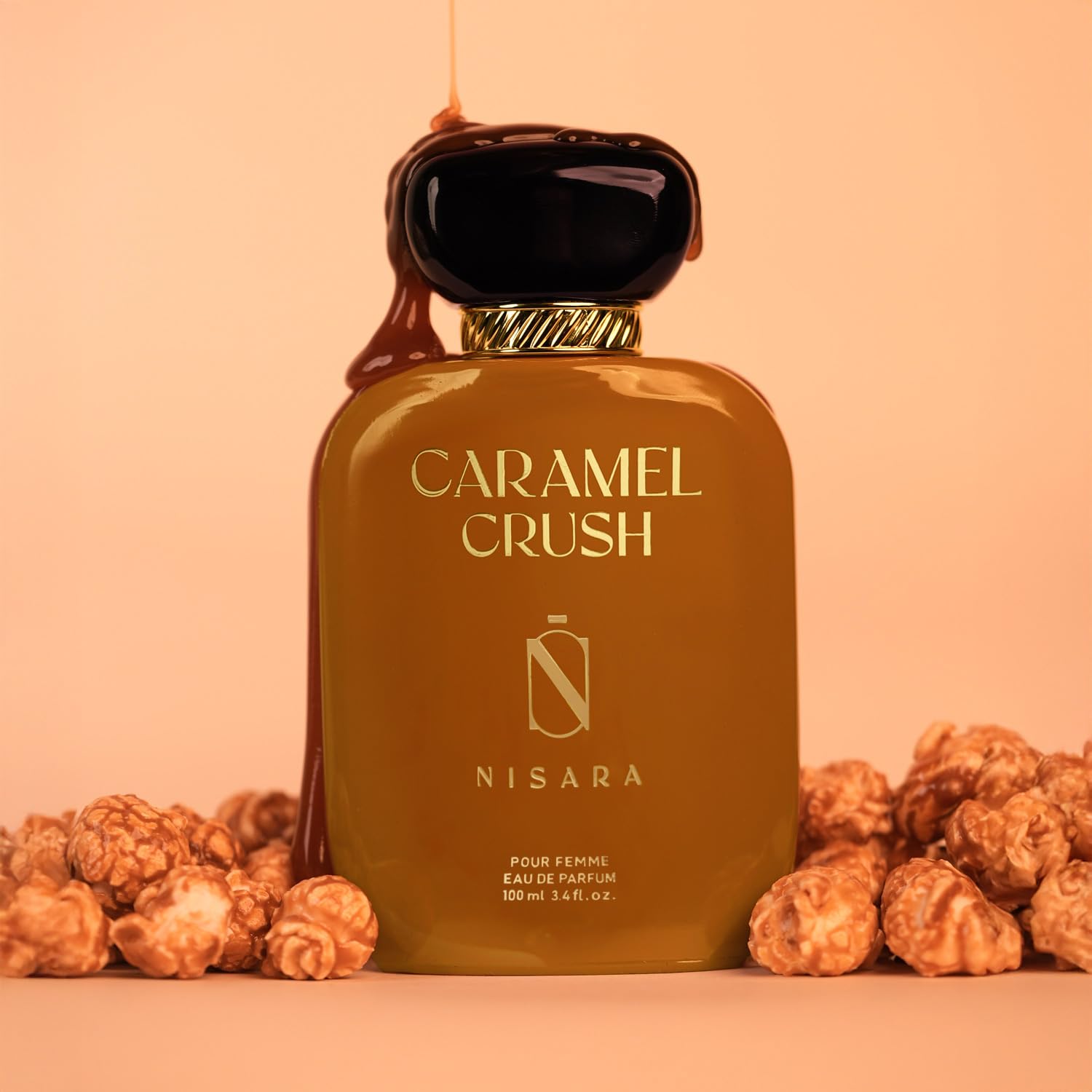 NISARA Caramel Crush Eau de Parfum for Women, 100ml, Caramel Apple Rose Vanilla Scent - packaging
