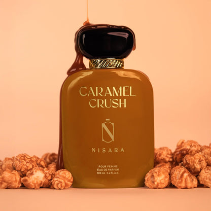 NISARA Caramel Crush Eau de Parfum for Women, 100ml, Caramel Apple Rose Vanilla Scent - packaging