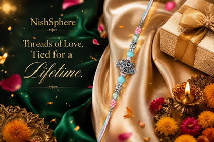 Nishsphere Pearl & Meenakari Designer Bhaiya Rakhi with Roli Chawal, Traditional Moli Raksha Bandhan Bracelet for Brother - c