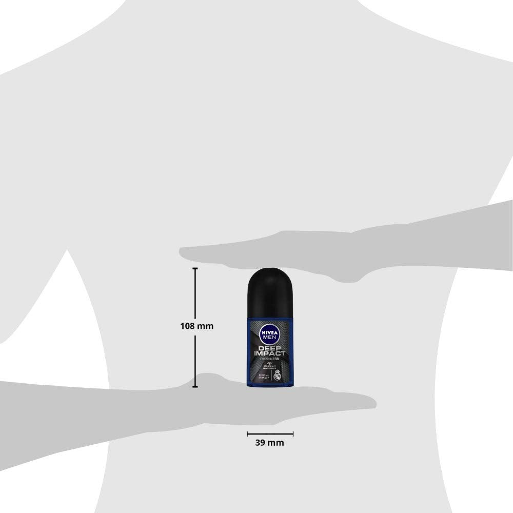 NIVEA MEN Deodorant Roll On, 72 Hour Antiperspirant, 0% Alcohol, Dermatologically Approved - packaging (12)