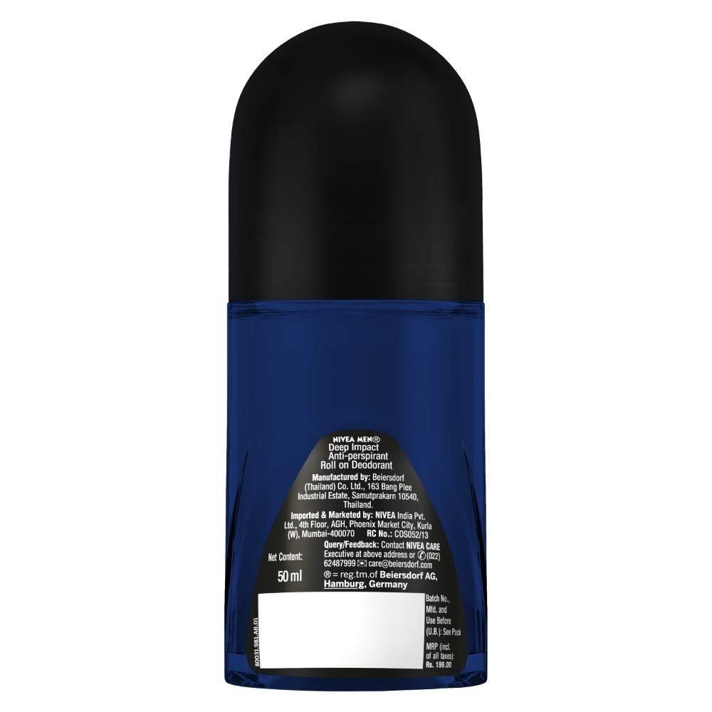 NIVEA MEN Deodorant Roll On, 72 Hour Antiperspirant, 0% Alcohol, Dermatologically Approved - ingredients panel (14)