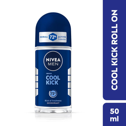 NIVEA MEN Deodorant Roll On, 72 Hour Antiperspirant, 0% Alcohol, Dermatologically Approved - front view (18)