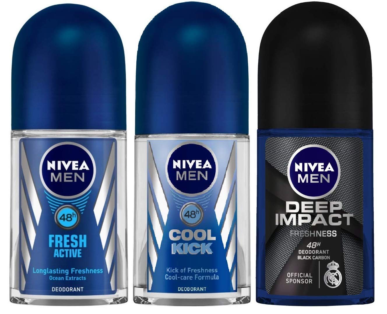 NIVEA MEN Deodorant Roll On, 72 Hour Antiperspirant, 0% Alcohol, Dermatologically Approved (22)