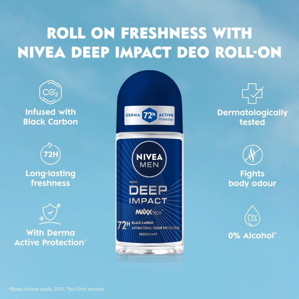 NIVEA MEN Deodorant Roll On, 72 Hour Antiperspirant, 0% Alcohol, Dermatologically Approved - ingredients panel (35)