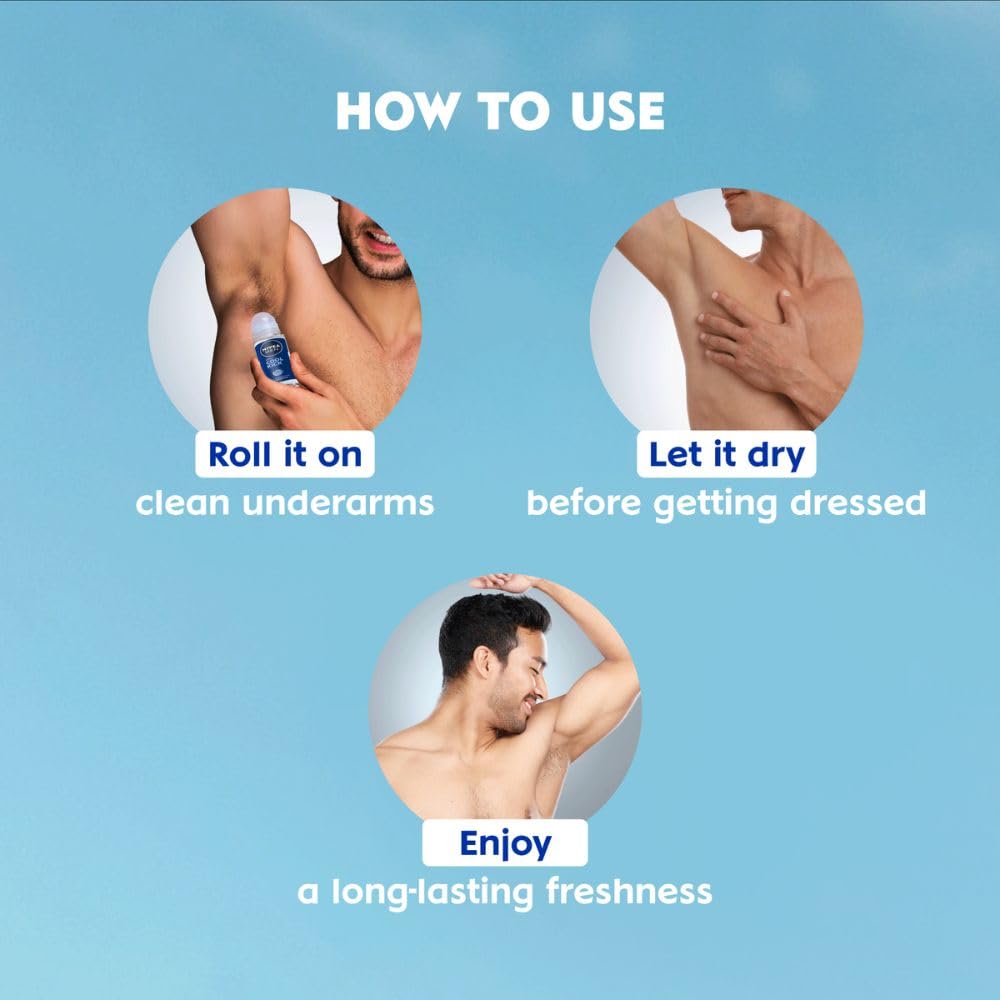 NIVEA MEN Deodorant Roll On, 72 Hour Antiperspirant, 0% Alcohol, Dermatologically Approved - close-up detail