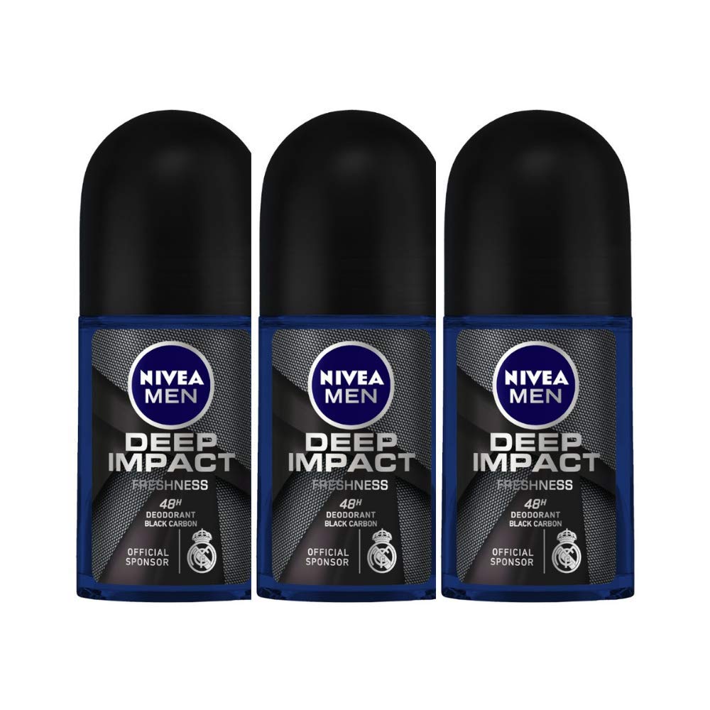 NIVEA MEN Deodorant Roll On, 72 Hour Antiperspirant, 0% Alcohol, Dermatologically Approved (9)