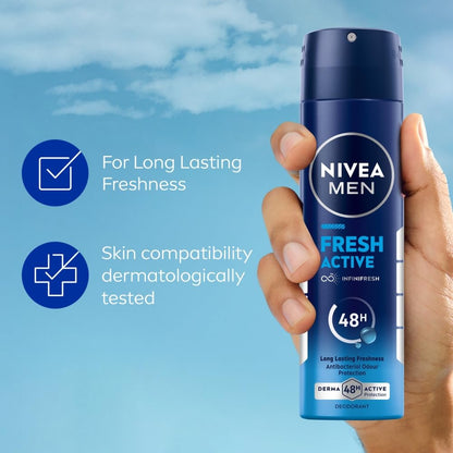 NIVEA Men Deodorant Spray, Body Deodorant for Men, Aqua Fragrance with Antibacterial Actives - back view (16)