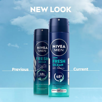 NIVEA Men Deodorant Spray, Body Deodorant for Men, Aqua Fragrance with Antibacterial Actives - front view