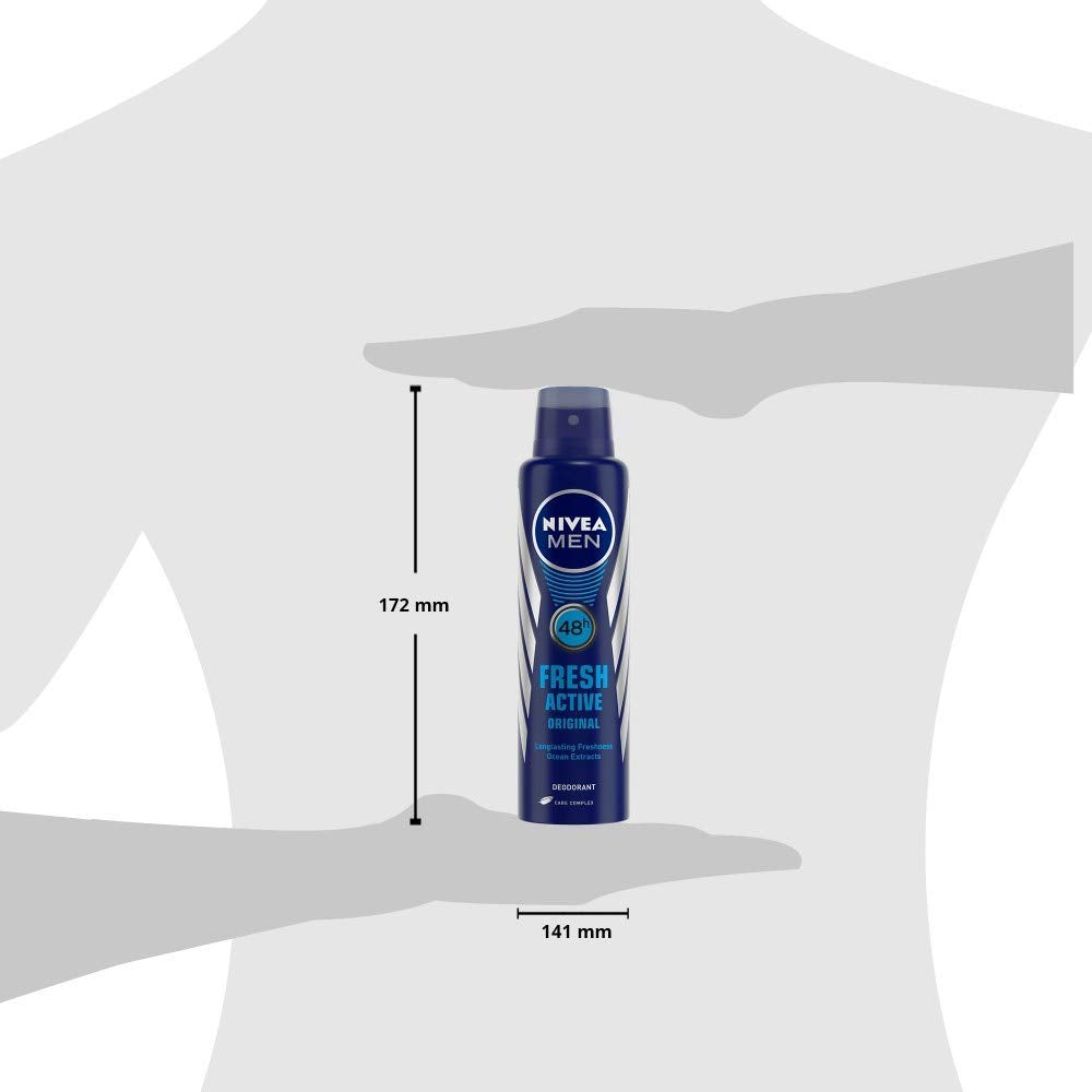NIVEA Men Deodorant Spray, Body Deodorant for Men, Aqua Fragrance with Antibacterial Actives - label detail (24)