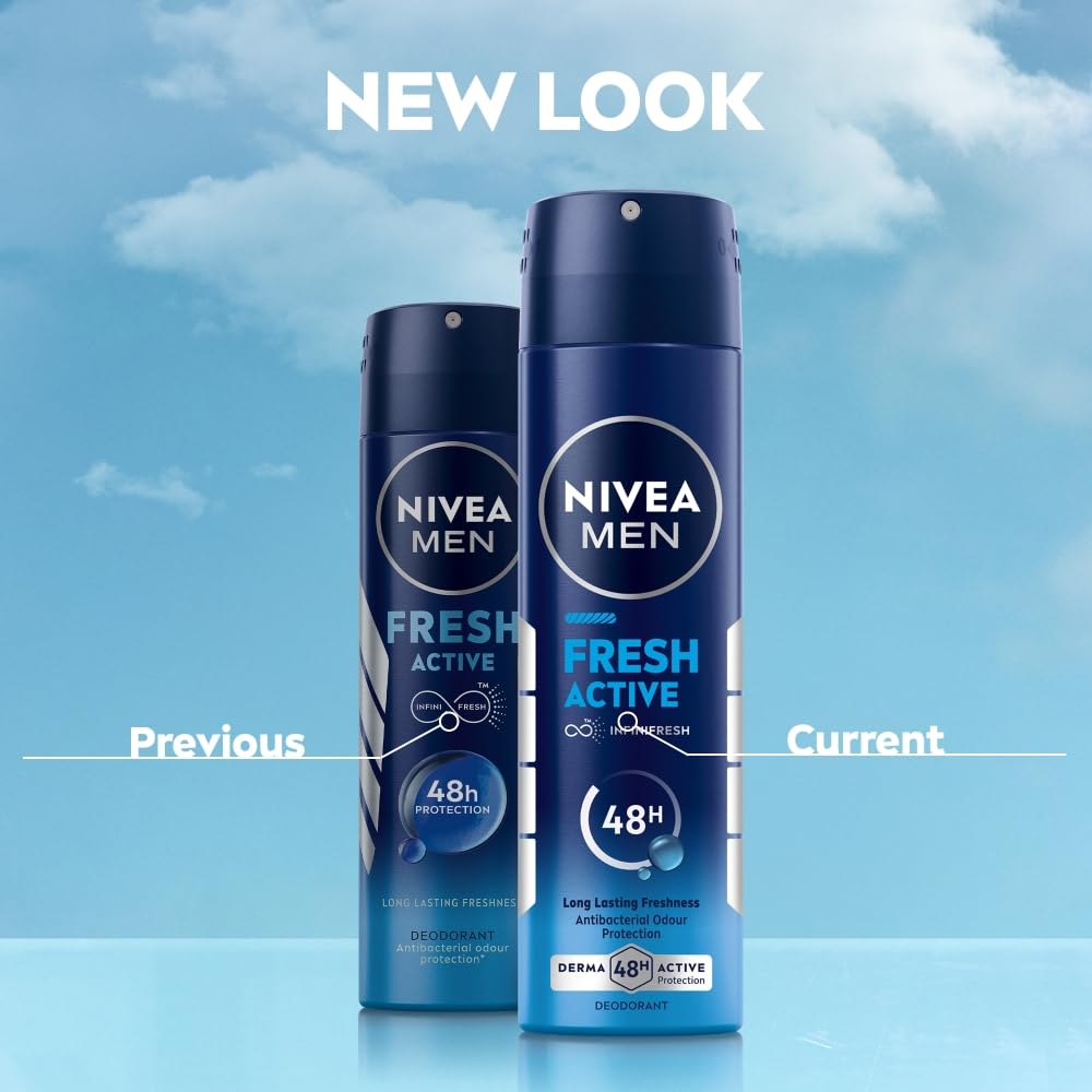 NIVEA Men Deodorant Spray, Body Deodorant with Aqua Fragrance and Ocean Extracts - front view (15)