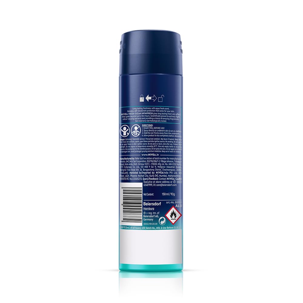 NIVEA Men Deodorant Spray, Body Deodorant with Aqua Fragrance and Ocean Extracts - ingredients panel