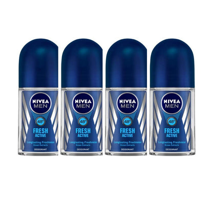 NIVEA MEN Fresh Active Deodorant Roll On, 0% Alcohol, Ocean Extracts Scent, Antiperspirant for Men (9)
