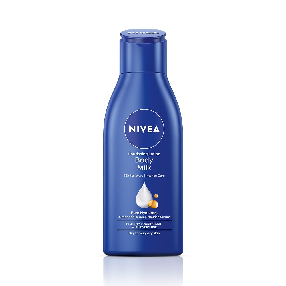 NIVEA Nourishing Body Milk Deep Moisture Serum Body Lotion with Almond Oil, 48H Moisture, for Very Dry Skin