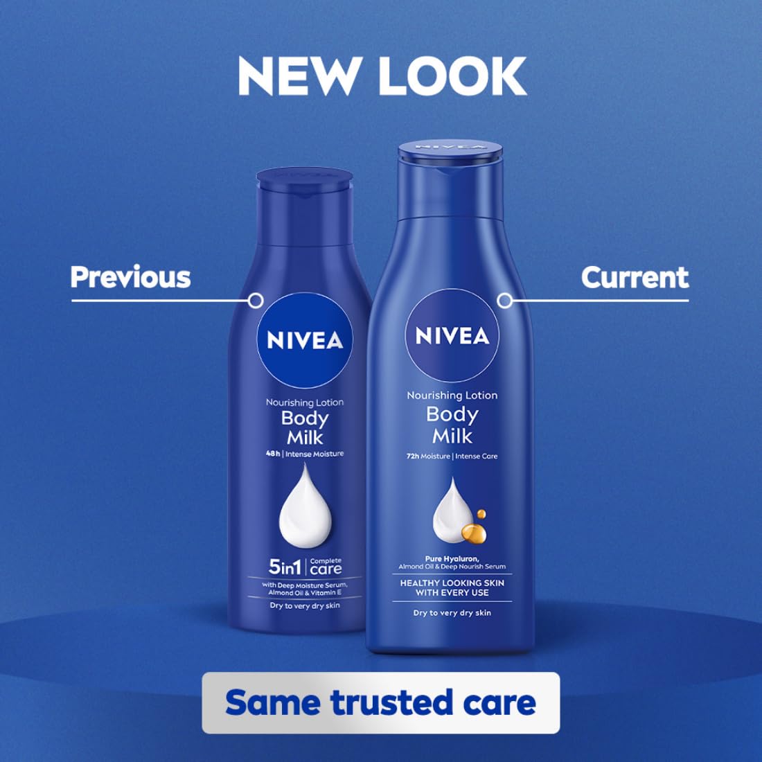 NIVEA Nourishing Body Milk Deep Moisture Serum Body Lotion with Almond Oil, 48H Moisture, for Very Dry Skin - front view (10)