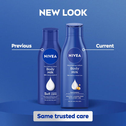 NIVEA Nourishing Body Milk Deep Moisture Serum Body Lotion with Almond Oil, 48H Moisture, for Very Dry Skin - front view