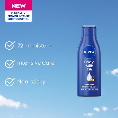 NIVEA Nourishing Body Milk Deep Moisture Serum Body Lotion with Almond Oil, 48H Moisture, for Very Dry Skin - packaging