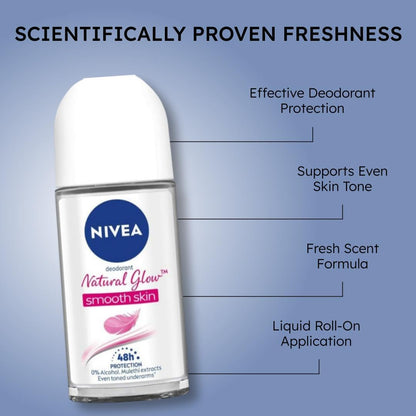 Nivea Unisex Fresh Scent Deodorant Spray Roll-On Whitening Smooth Skin, 25 Ml (Pack Of 3) - back view (17)