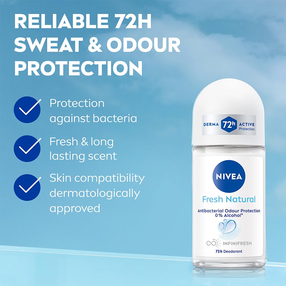 Nivea Unisex Fresh Scent Deodorant Spray Roll-On Whitening Smooth Skin, 25 Ml (Pack Of 3) - back view (31)