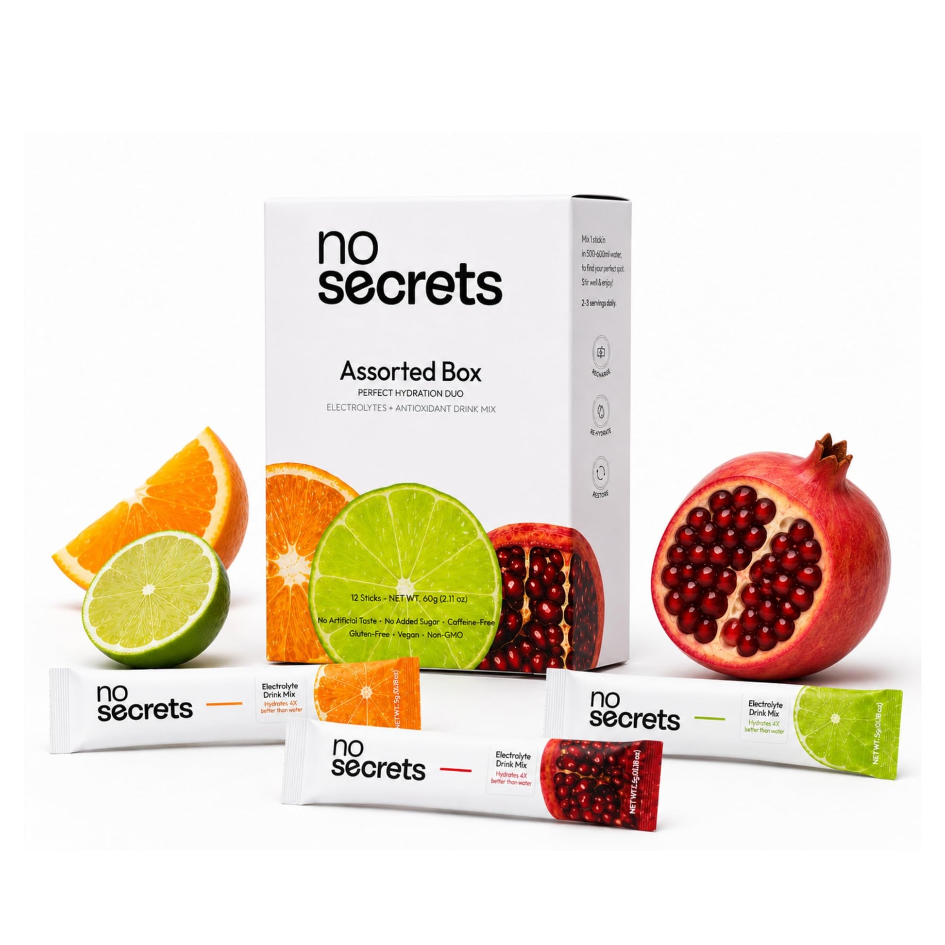 No SECRETS Perfect Hydration Duo – Fresh Lime - Pack Of 1 (20 Sticks) | Electrolytes & antioxidants | Astaxanthin | Vegetaria