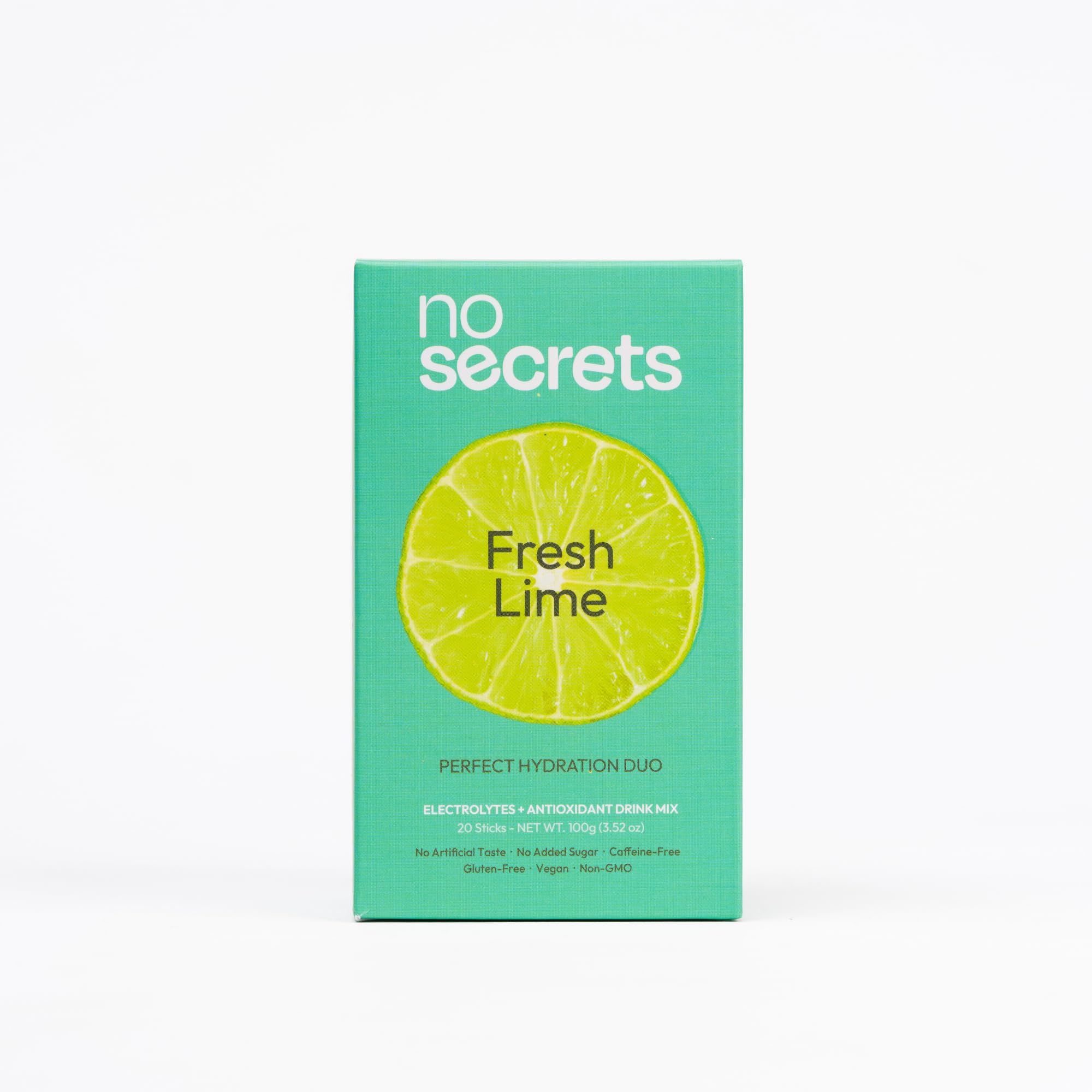 No SECRETS Perfect Hydration Duo – Fresh Lime - Pack Of 1 (20 Sticks) | Electrolytes & antioxidants | Astaxanthin | Vegetaria