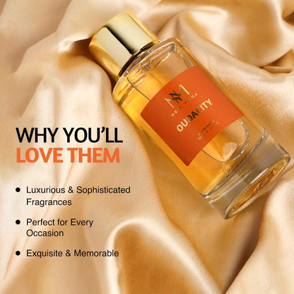 NOURISH MANTRA Oudacity Eau de Parfum, 100 ml, Unisex, Oud & Rose, Spray - front view