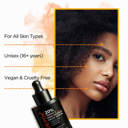 NOX 20% Vitamin C Face Serum with Ferulic Acid, Vitamin E & Gotu Kola | , Brightening & Glowing Skin Serum for Men & Women | 